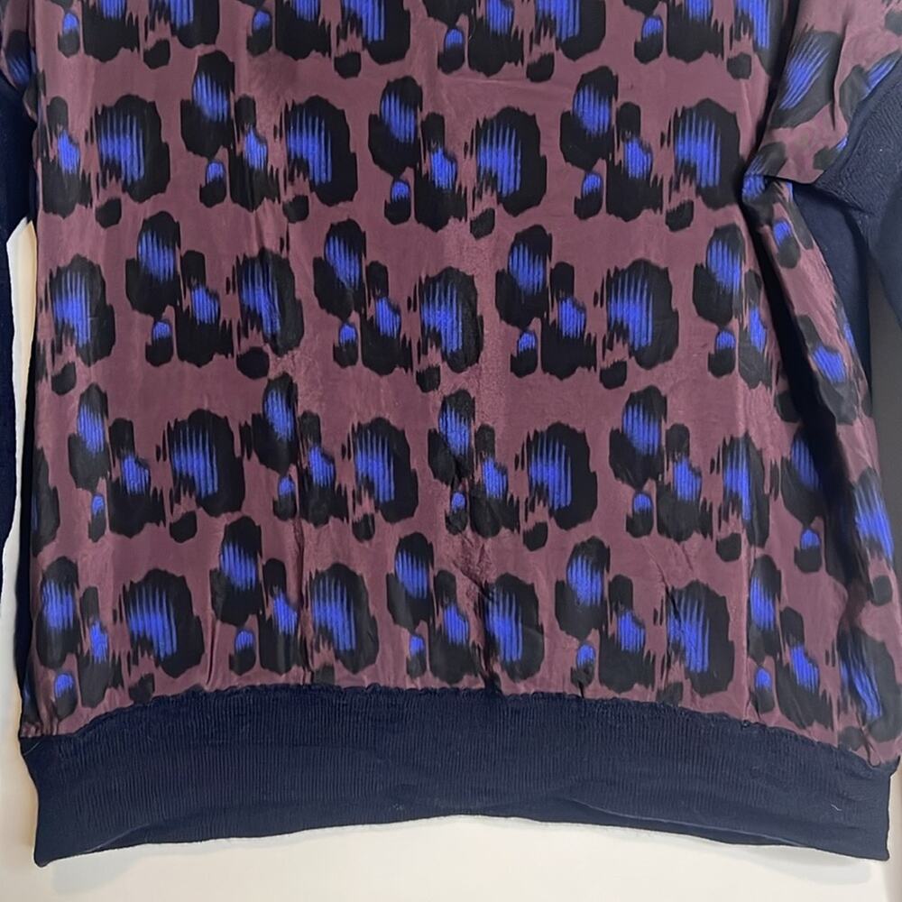 J Crew size S silk and merino wool animal print long sleeve scoop neck top - Picture 3 of 8